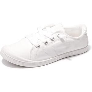 New Beneker Womens Size 7 White Slip On Canvas Low Top Lace Sneaker Shoes w Flaw